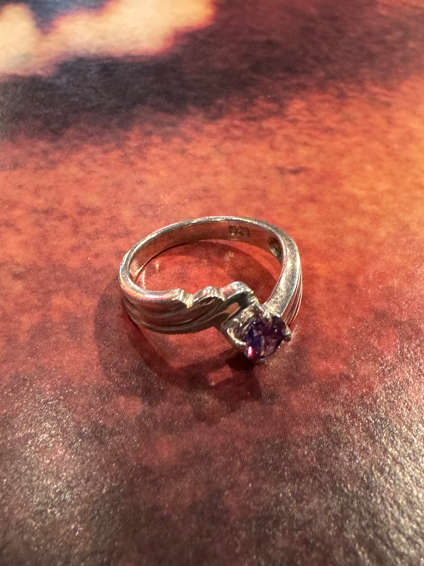 Vintage Amethyst Sterling Silver Ring - 925
