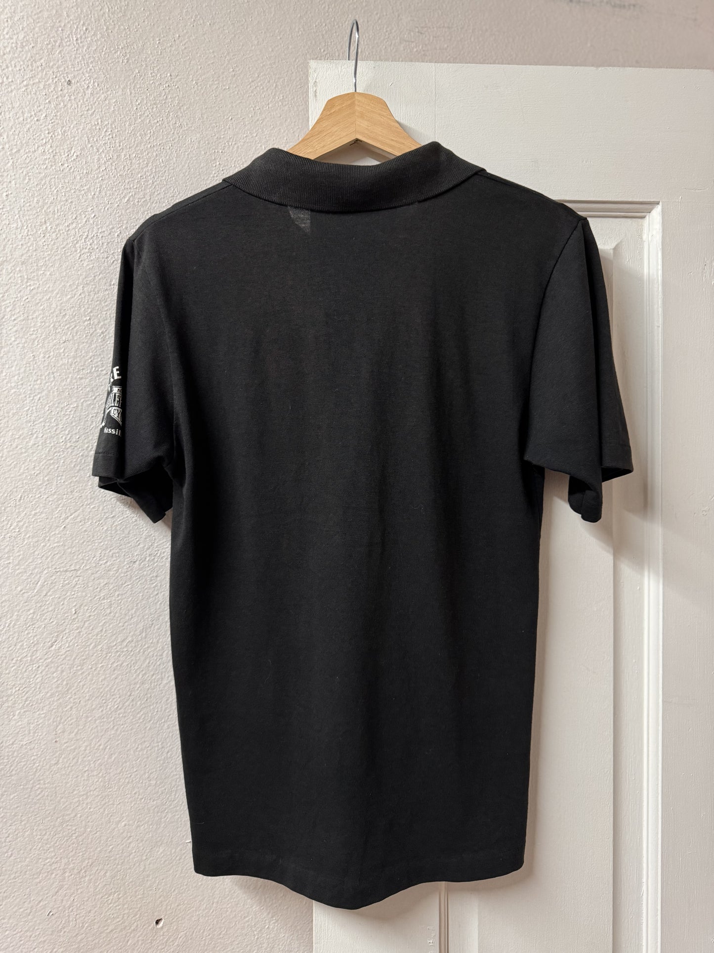 Late 80s Single Stitch Harley Davidson Black Graphic Polo Tee [S/M]