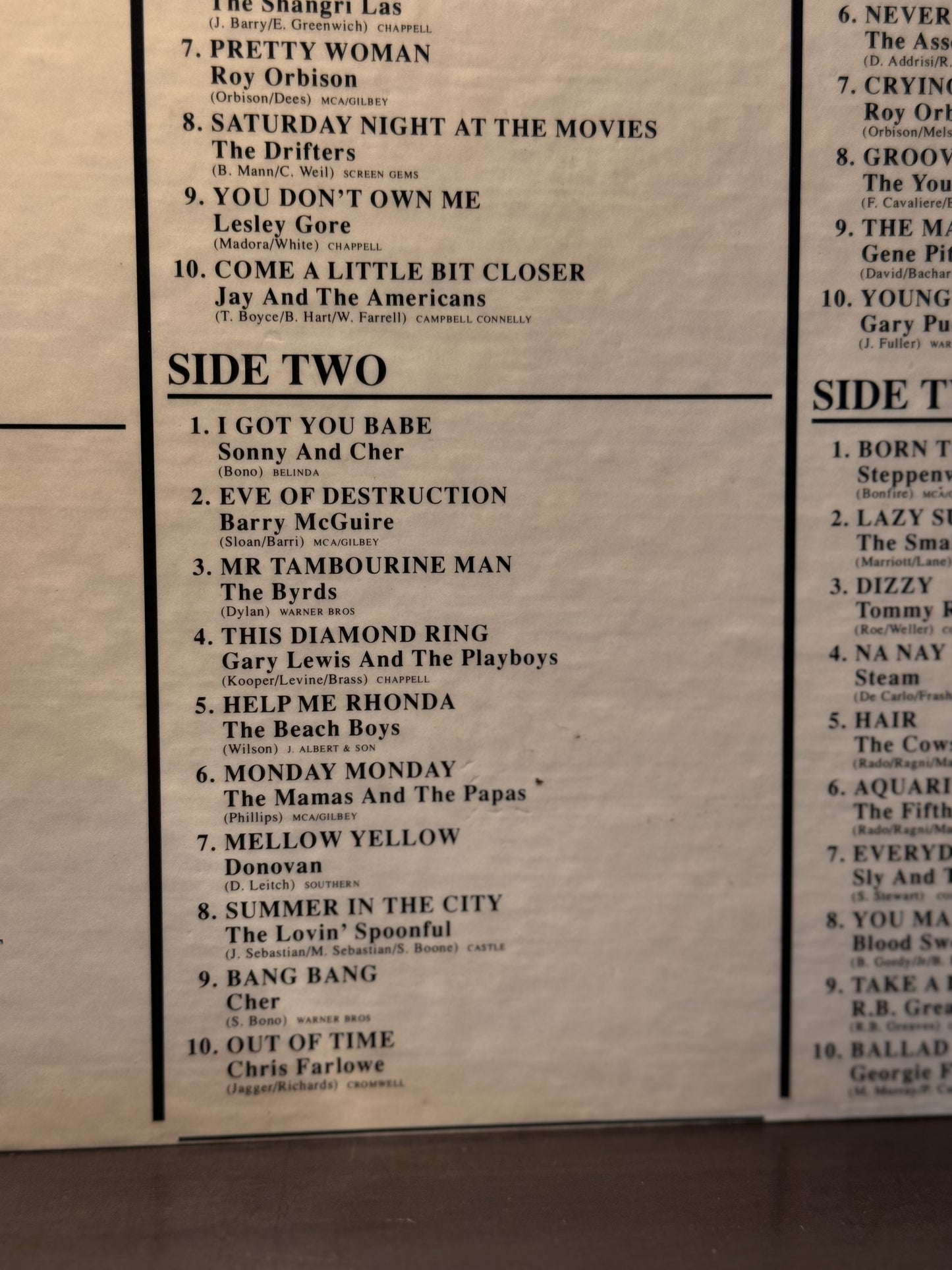 'No. 1 Hits of The Sixties' Various Artists - 3 x LP Vinyl Collection