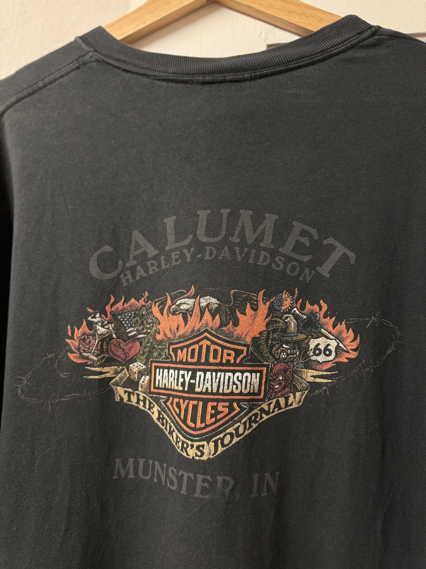 Harley Davidson Munster Indiana Graphic Tee - Hanes Beefy-T / Made in USA [2XL]