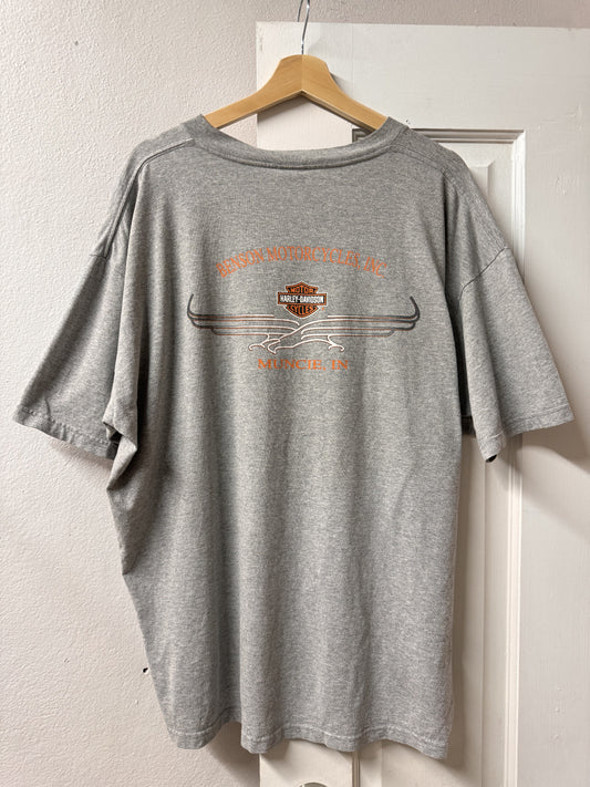 Early 2000s Harley Davidson Muncie ID Graphic Tee / Made in USA [2XL]