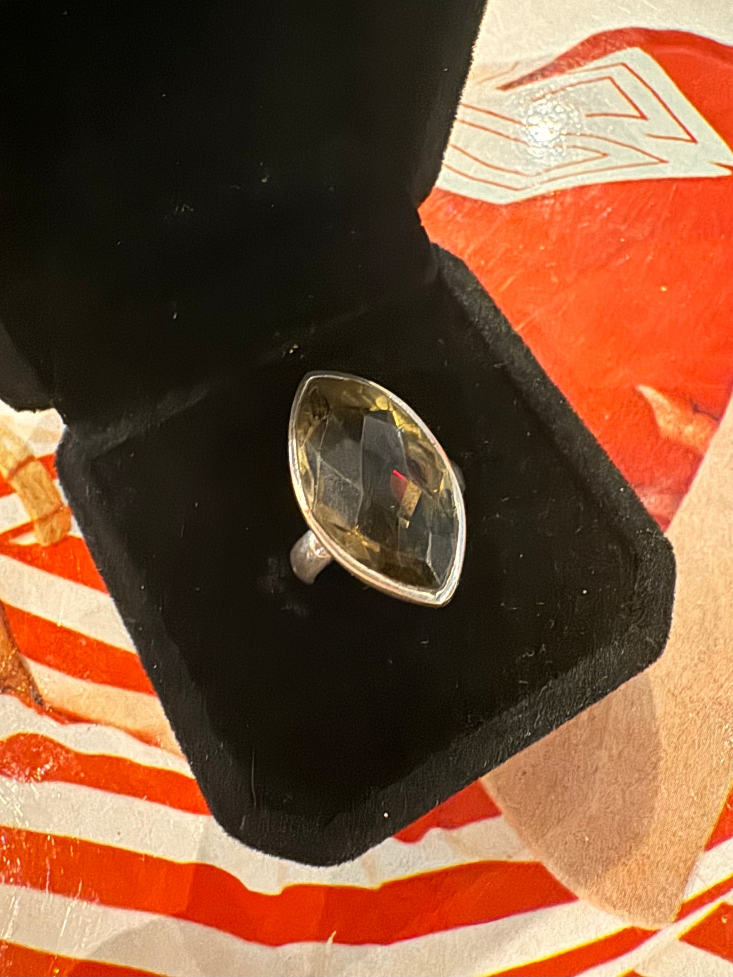 Vintage Marquise Cut Citrine Sterling Silver Ring - 925