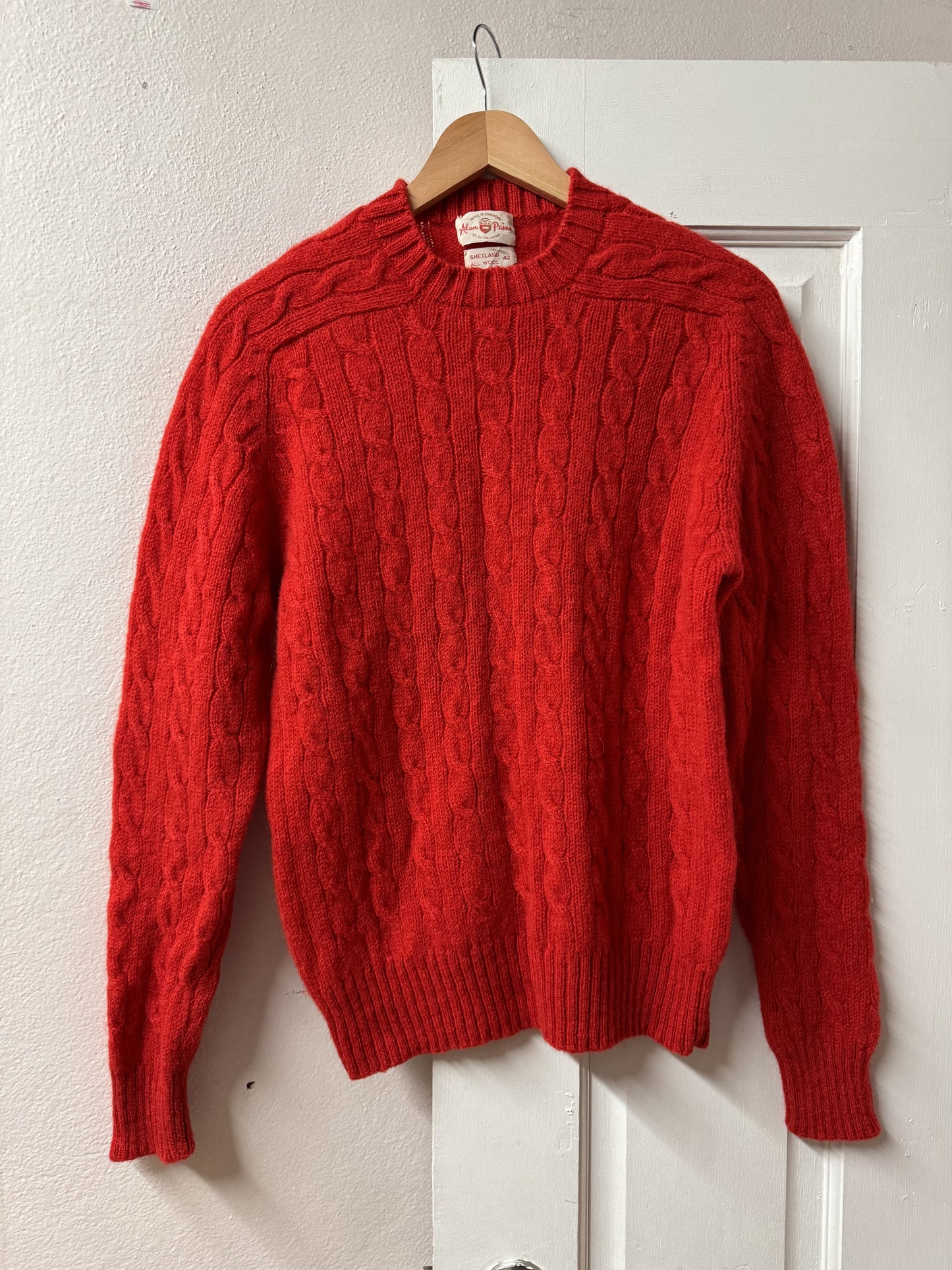 Vintage Alan Paine Womens Cable Knit Shetland Wool Crewneck [AU 14/16]