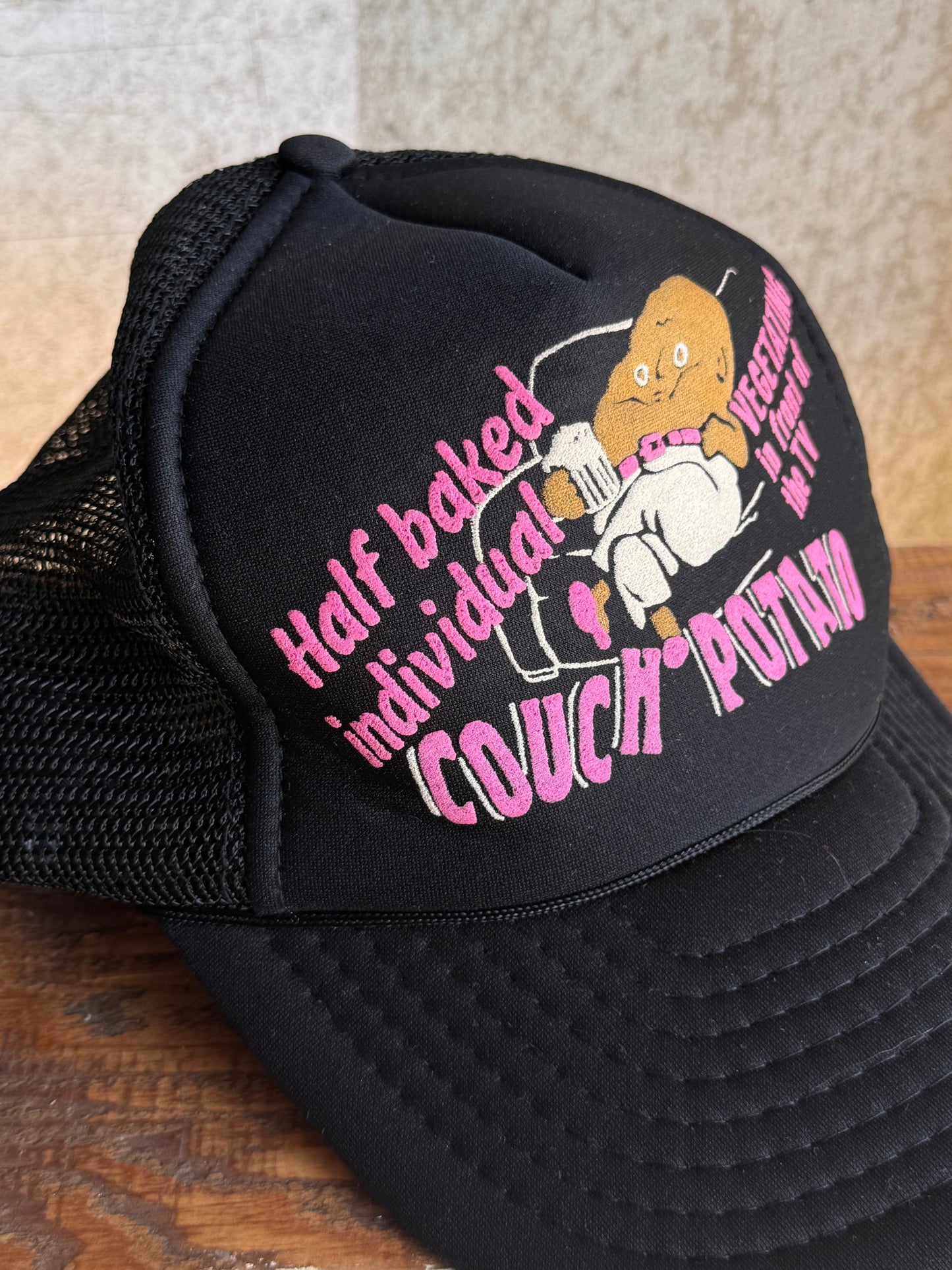 Vintage Coach Potato Graphic Trucker Hat