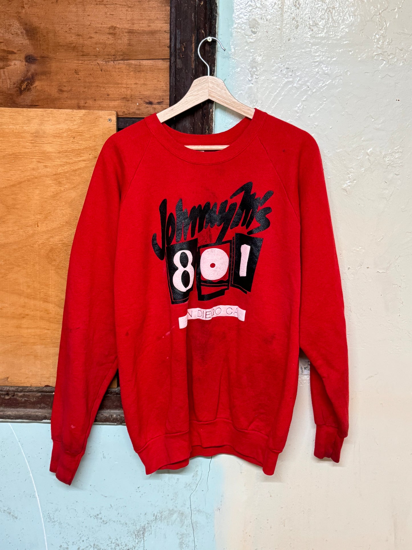 Vintage Red 'Johnny M's 801' Crewneck Sweater [XL]