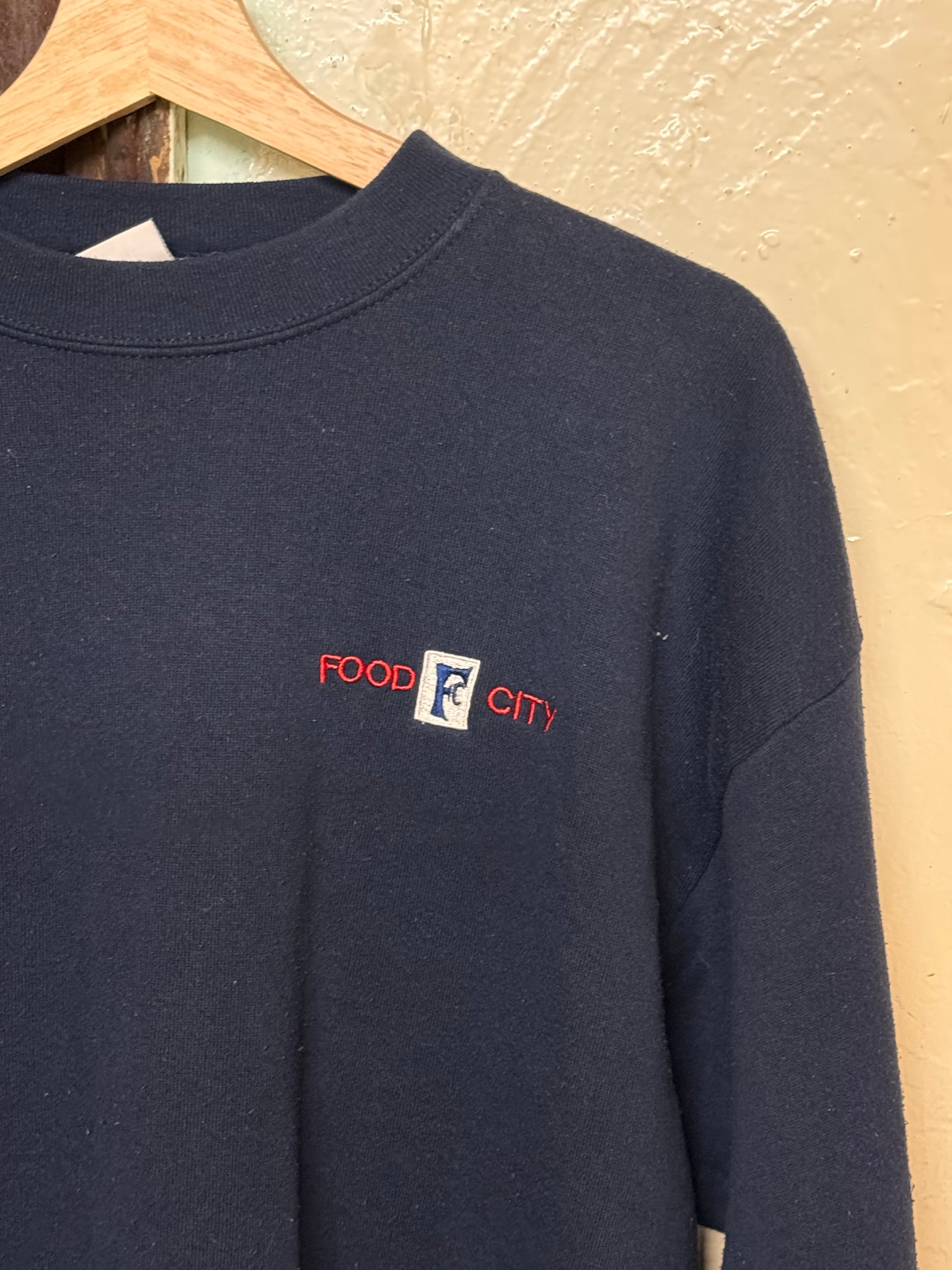 Vintage Food City Navy Blue Crewneck Sweater [L]
