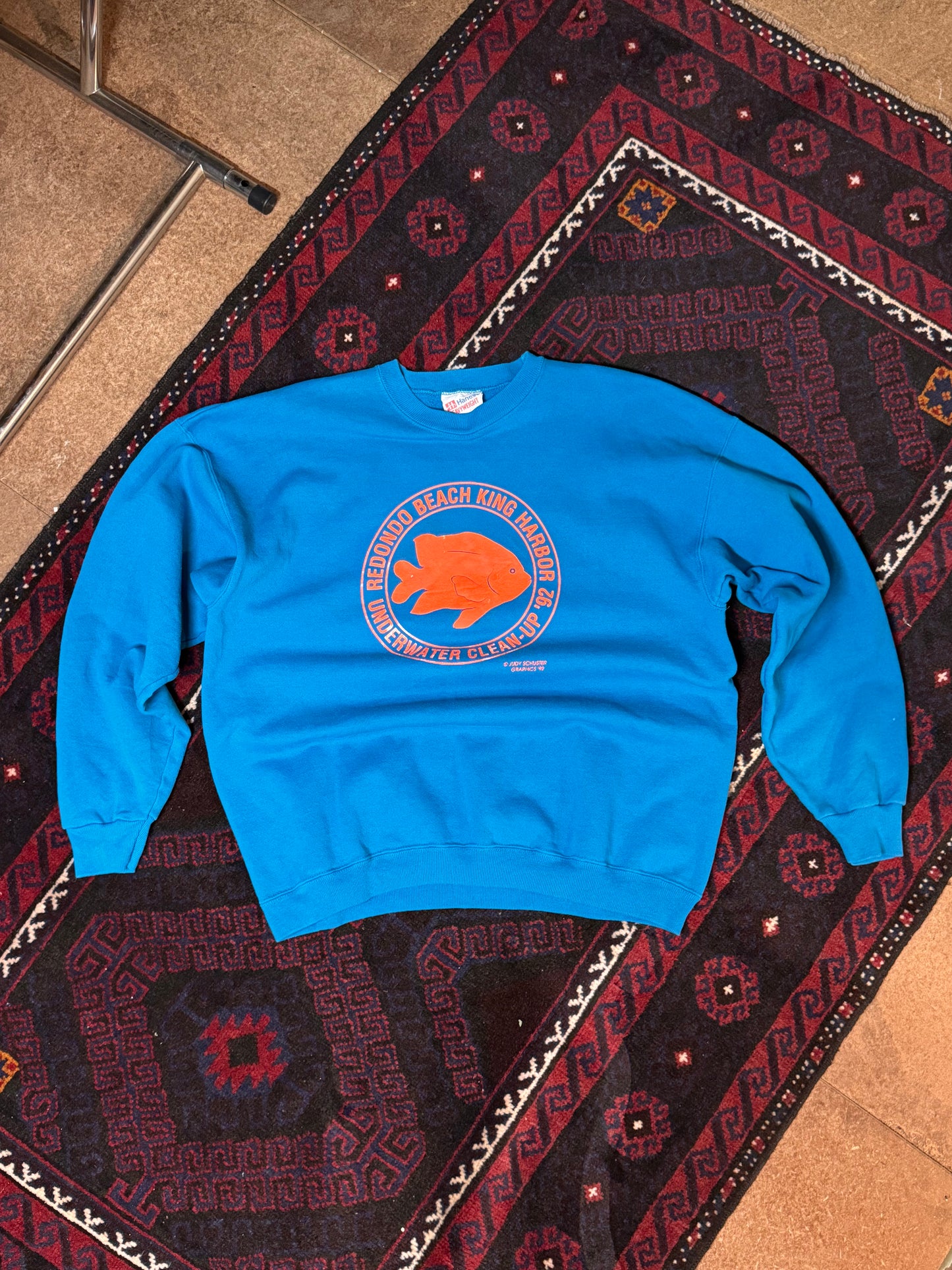 Vintage Blue 'Redondo Beach' Crewneck Sweater [XL]