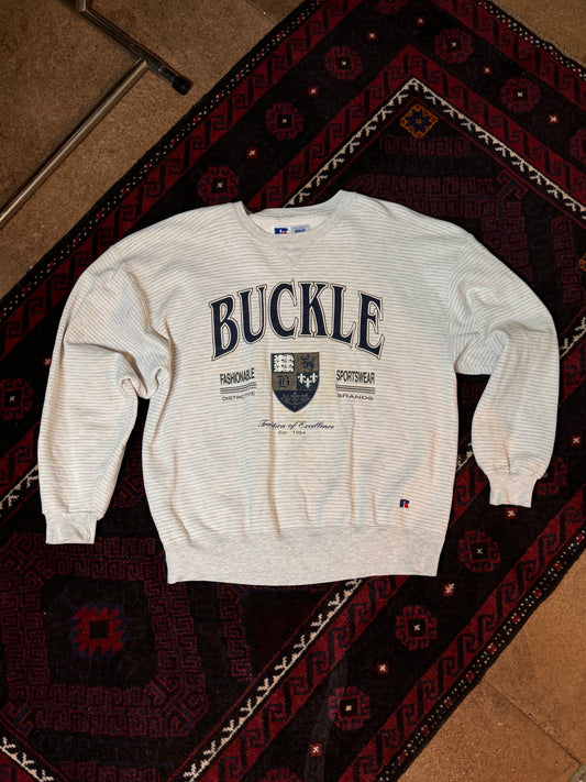 Vintage 'Buckle' Striped Crewneck Sweater [XXL]