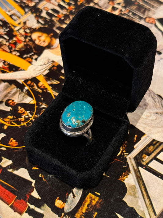 Vintage Turquoise Statement Ring – Sterling Silver 925