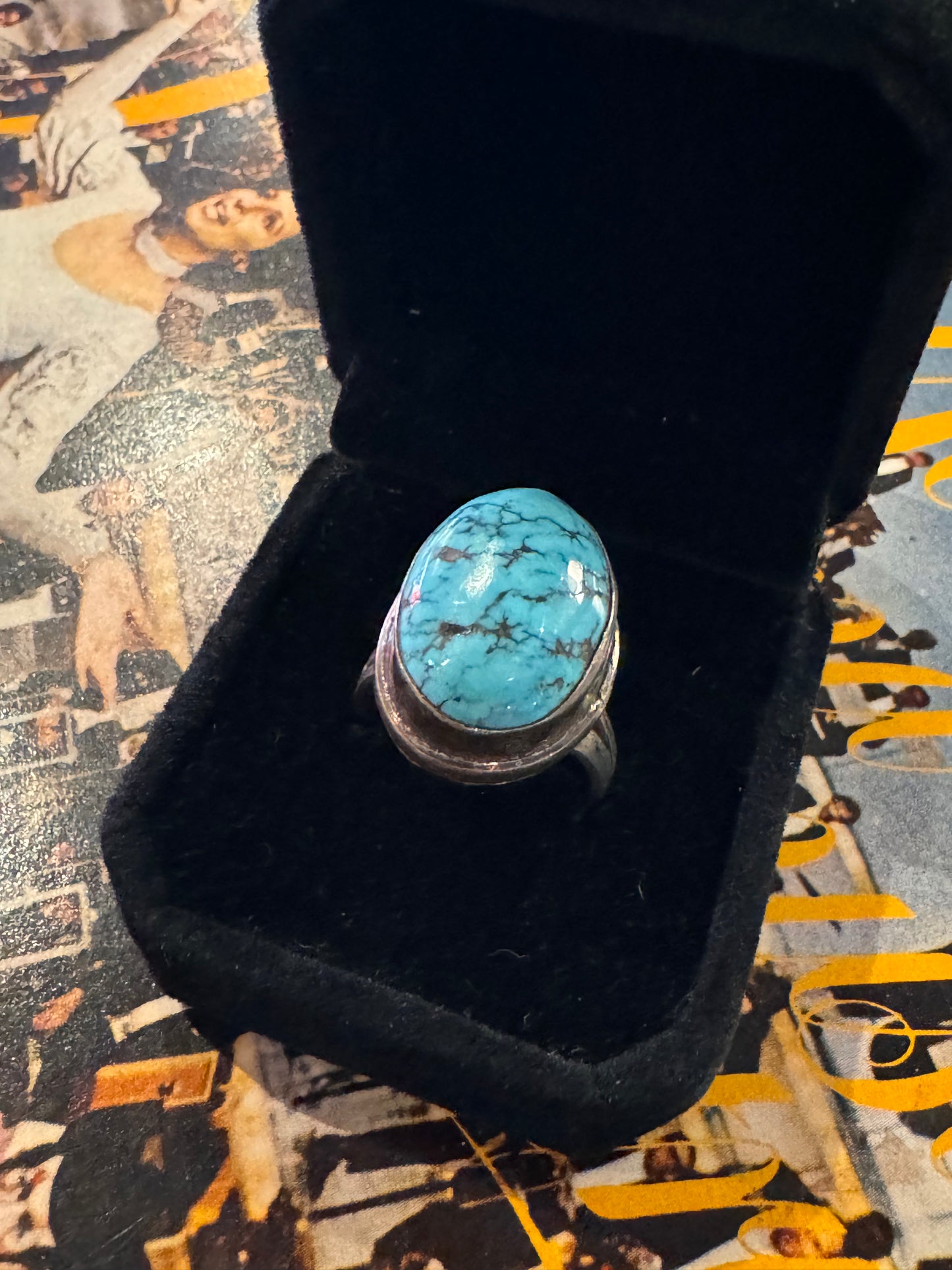 Vintage Turquoise Statement Ring – Sterling Silver 925