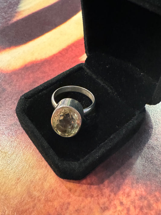 Vintage Prasiolite Sterling Silver Ring - 925
