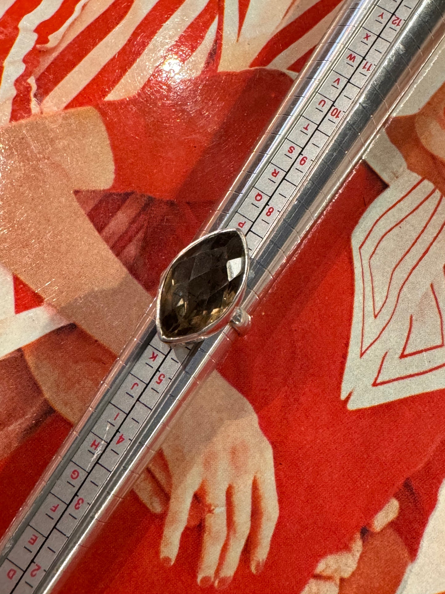 Vintage Marquise Cut Citrine Sterling Silver Ring - 925