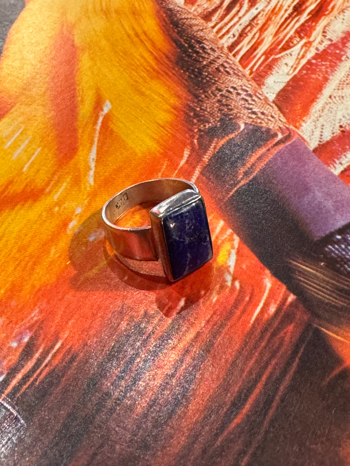 Vintage Lapis Lazuli Sterling Silver Ring - 925