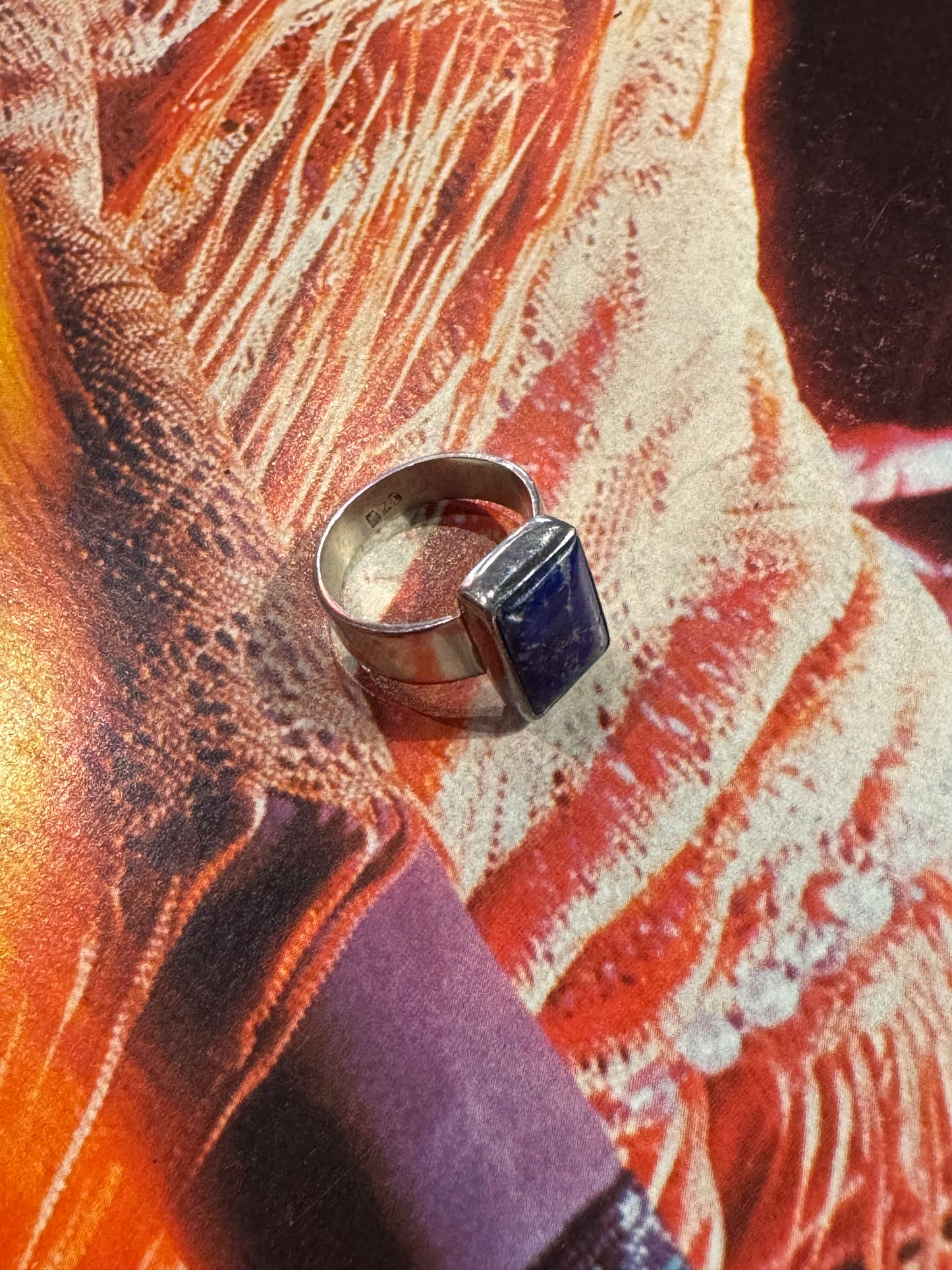 Vintage Lapis Lazuli Sterling Silver Ring - 925