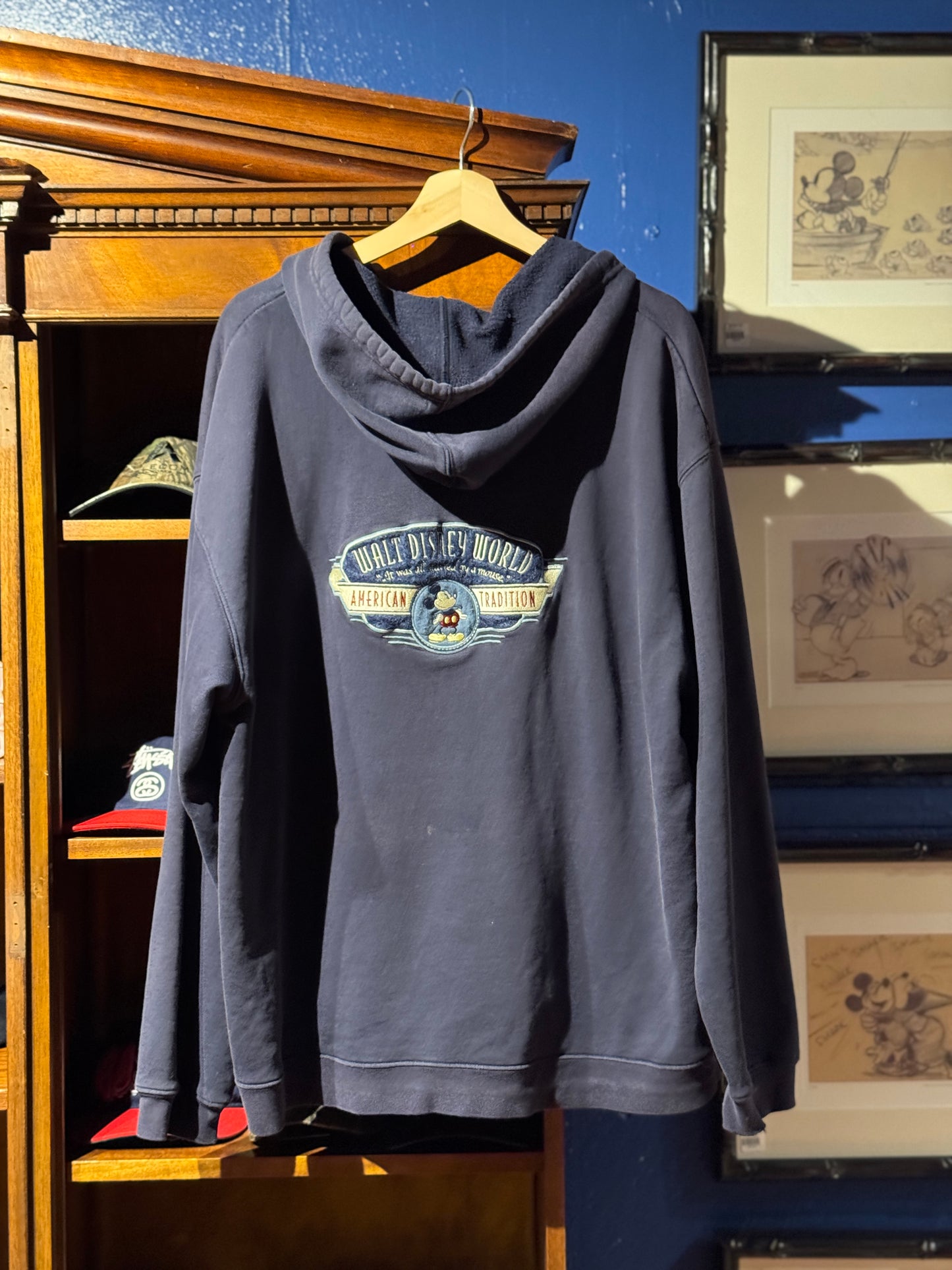 Vintage Navy Zip Up Walt Disney World Hoodie [2XL]