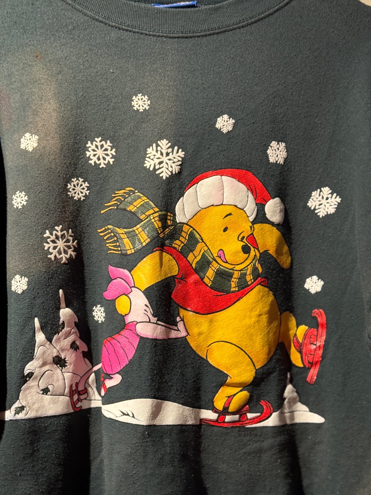 Vintage Green 'Pooh' Christmas Disney Crewneck Sweater [M/L]