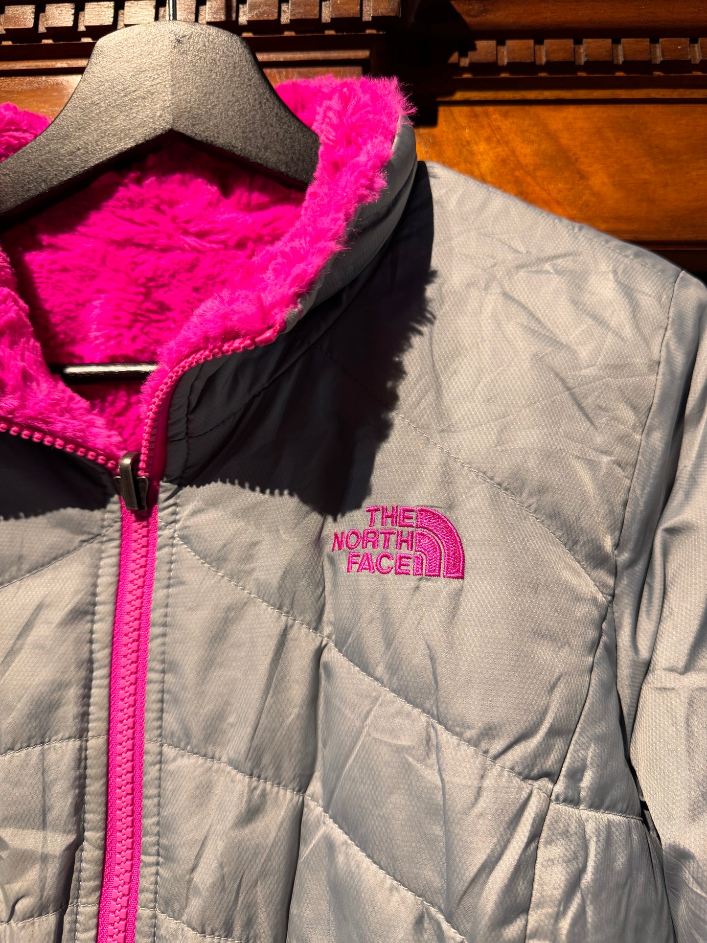 Reversible 'The North Face' Pink & Grey Turtle Neck Fleece - Womens [S]