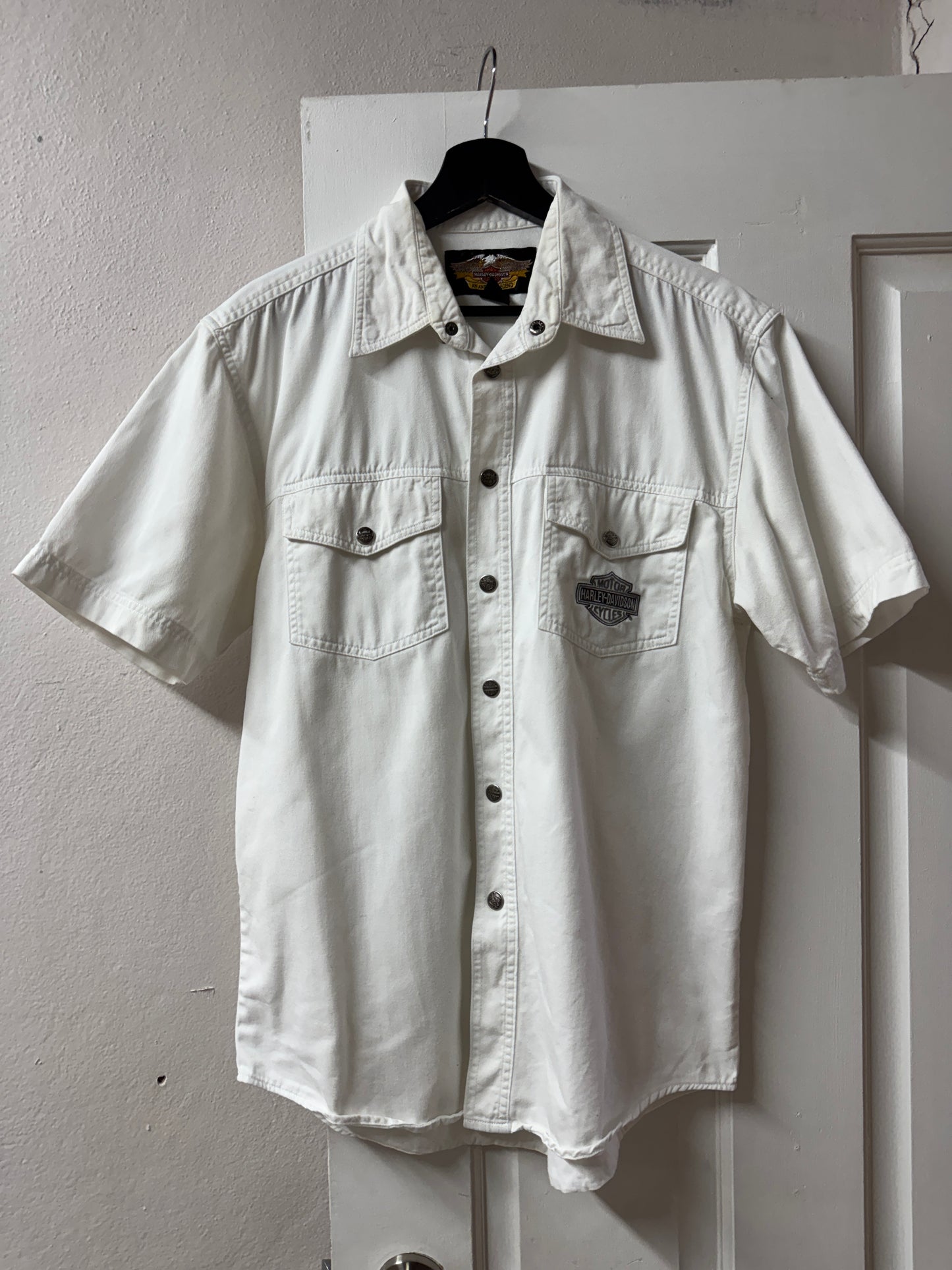 Harley Davidson White Short Sleeve Work Shirt [S]