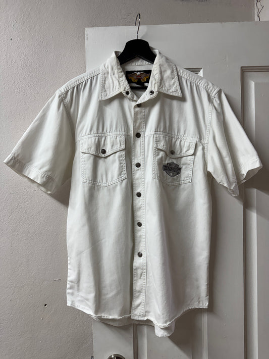 Harley Davidson White Short Sleeve Work Shirt [S]