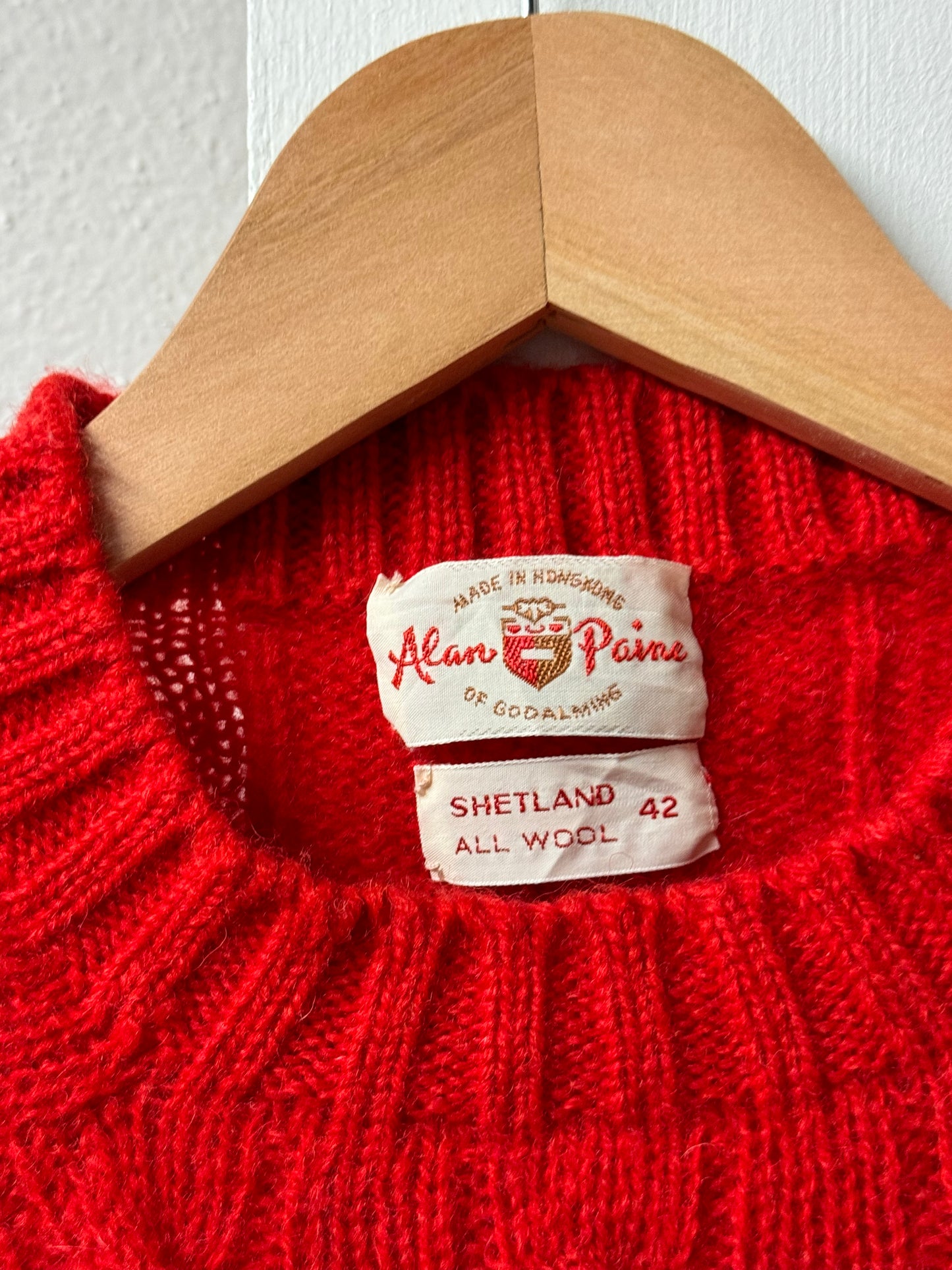 Vintage Alan Paine Womens Cable Knit Shetland Wool Crewneck [AU 14/16]