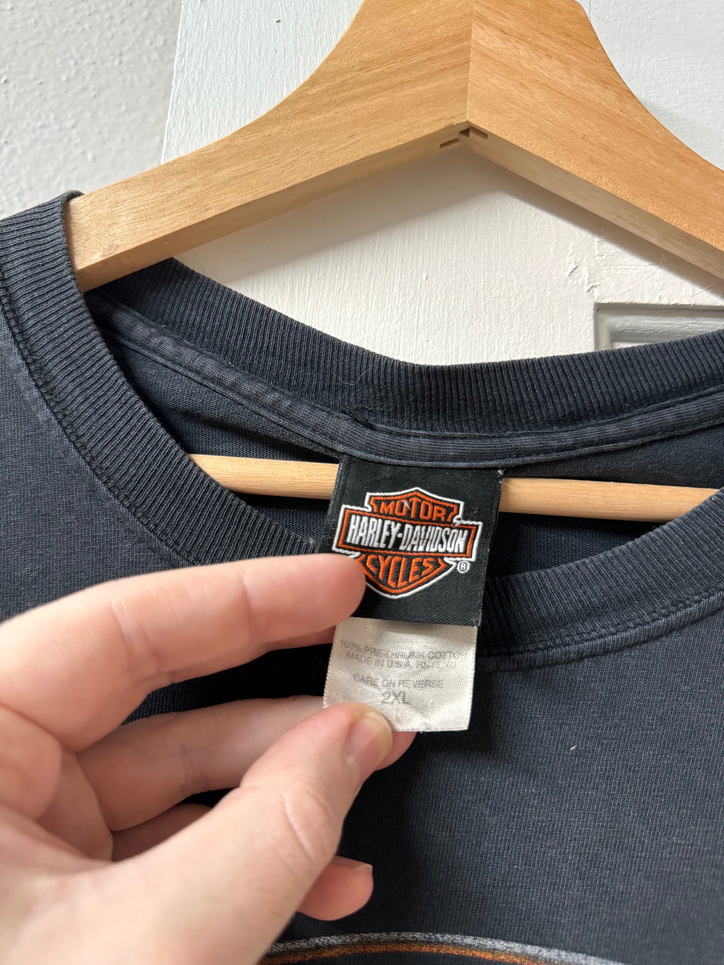 Harley Davidson Munster Indiana Graphic Tee - Hanes Beefy-T / Made in USA [2XL]