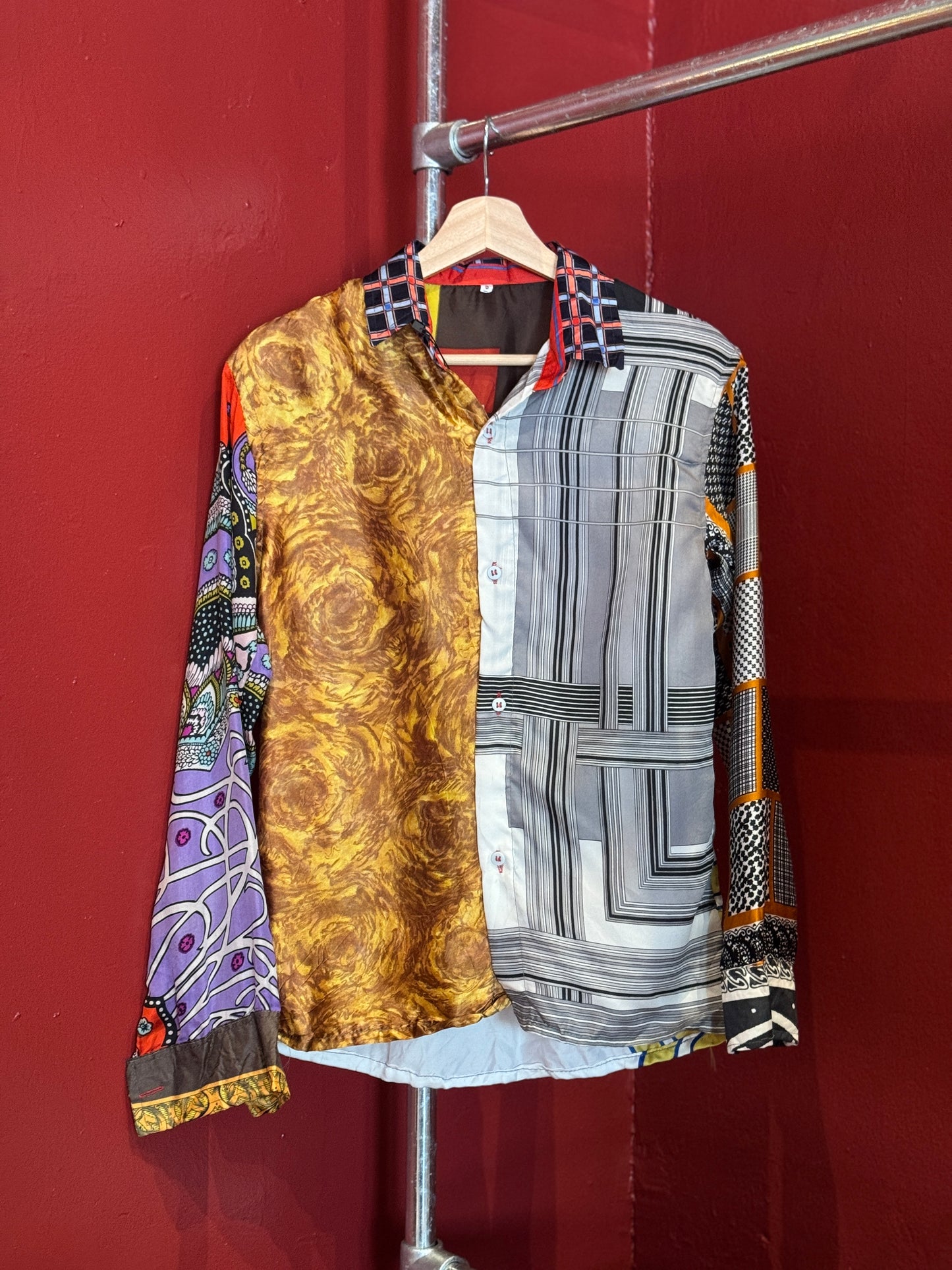 Vintage Silk Reworked Button Up [S]
