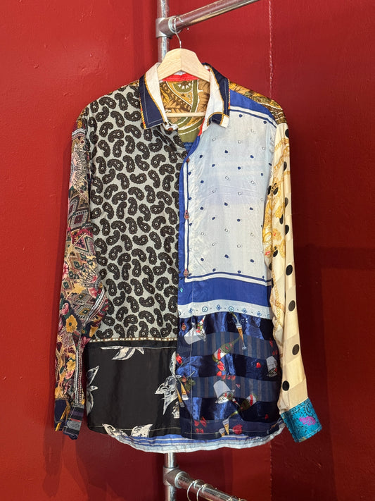 Vintage Silk Reworked Button Up [L]