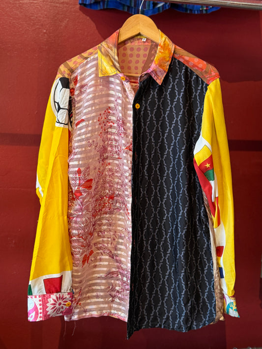 Vintage Silk Reworked Button Up [L]