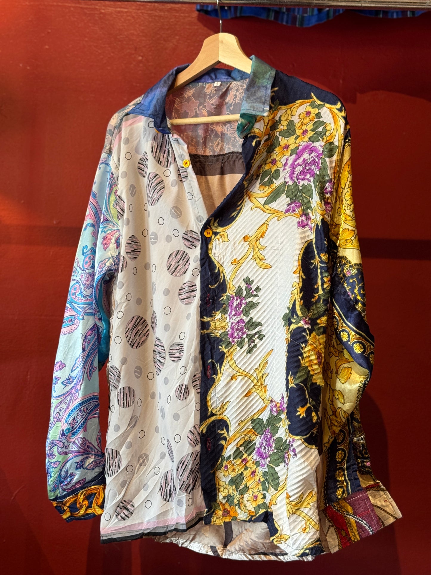 Vintage Silk Reworked Button Up [L]