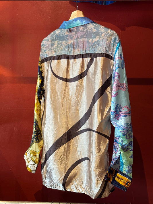 Vintage Silk Reworked Button Up [L]