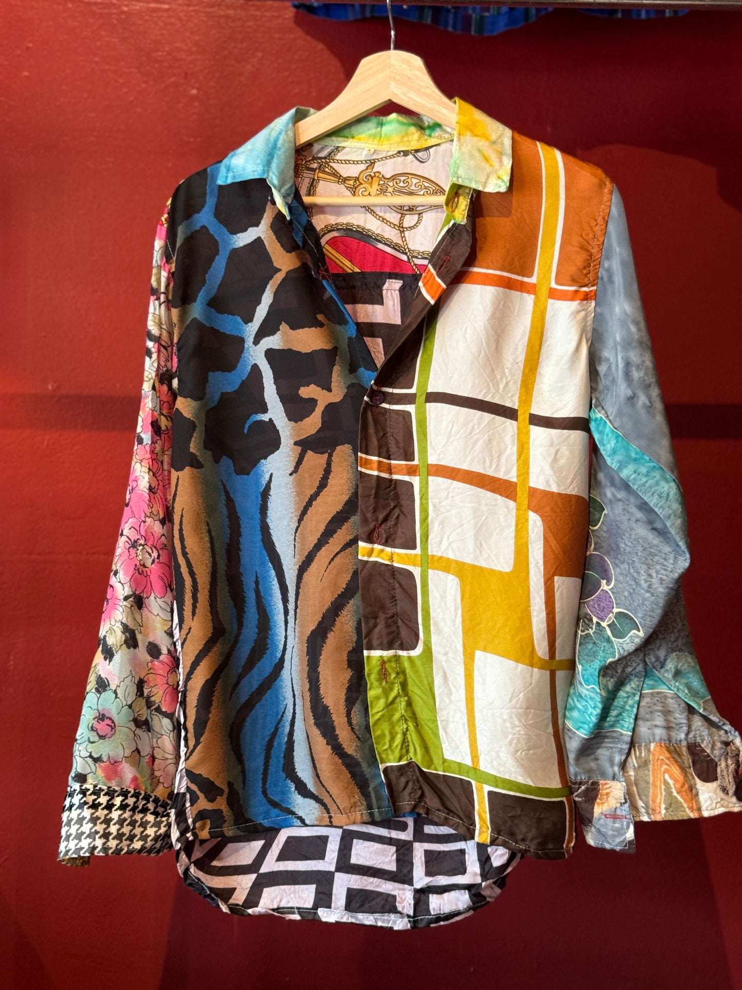 Vintage Silk Reworked Button Up [S]