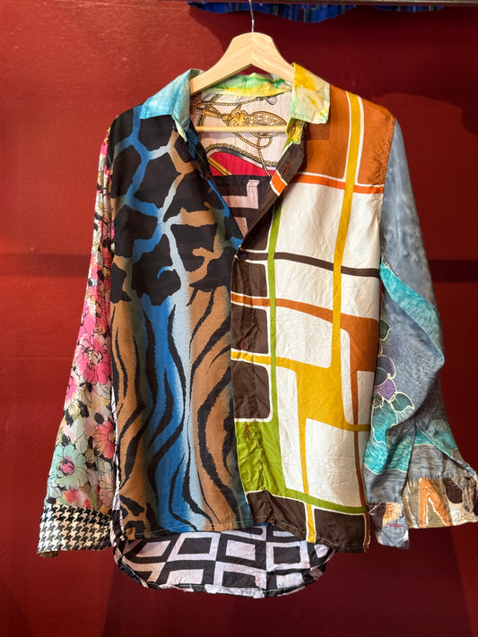 Vintage Silk Reworked Button Up [S]
