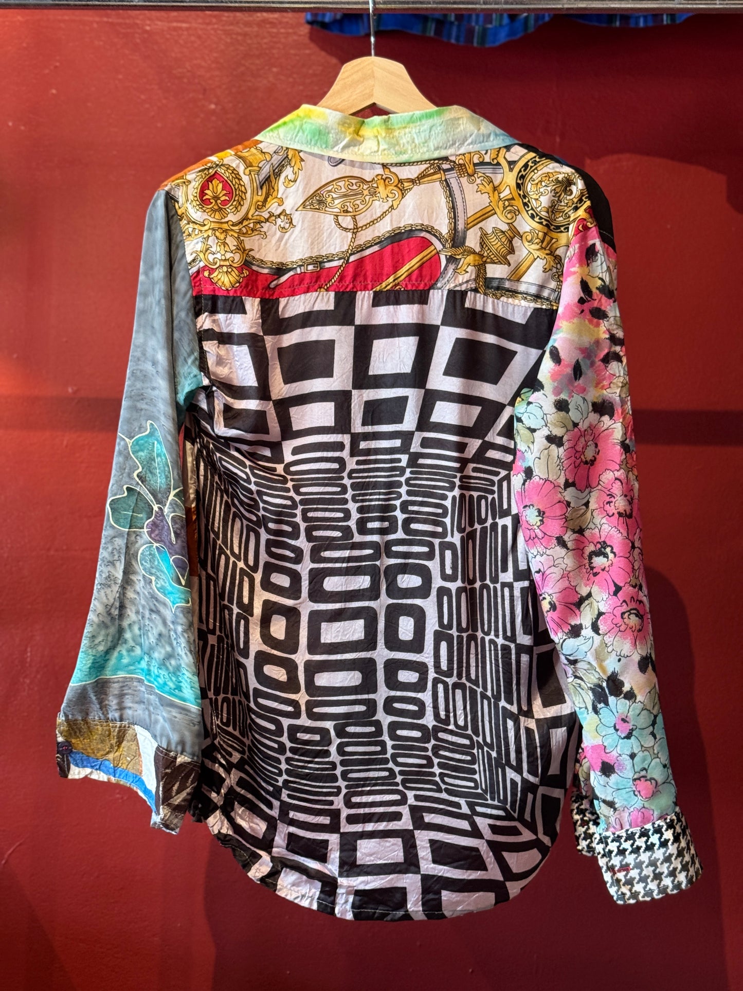Vintage Silk Reworked Button Up [S]