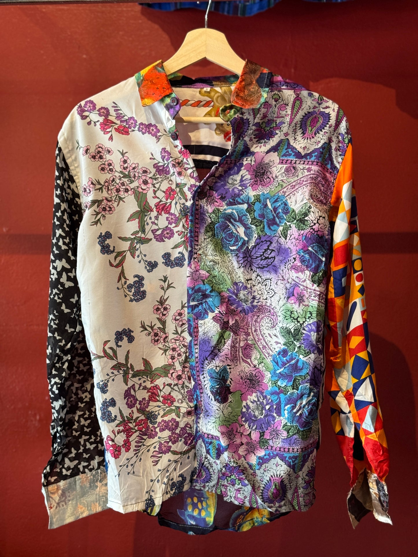 Vintage Silk Reworked Button Up [S]