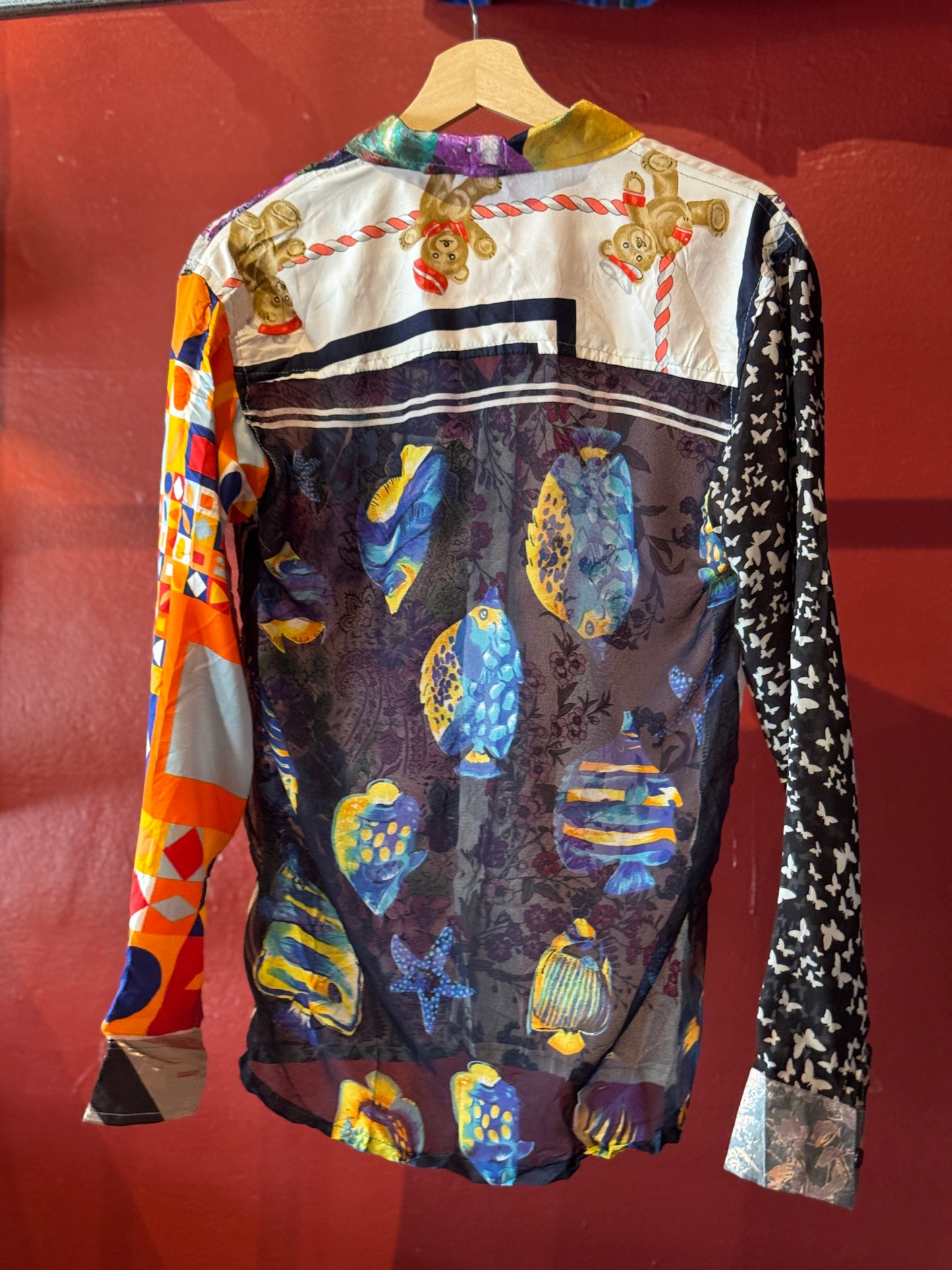 Vintage Silk Reworked Button Up [S]