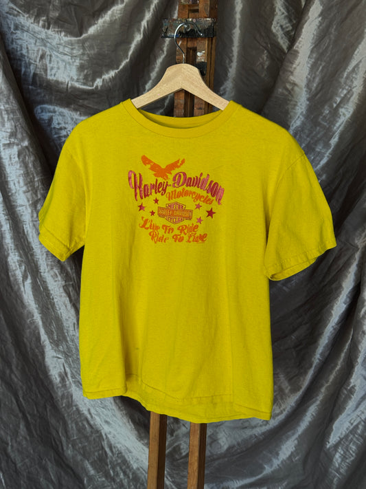 Vintage Womens Harley Davidson Yellow Tee [XL]